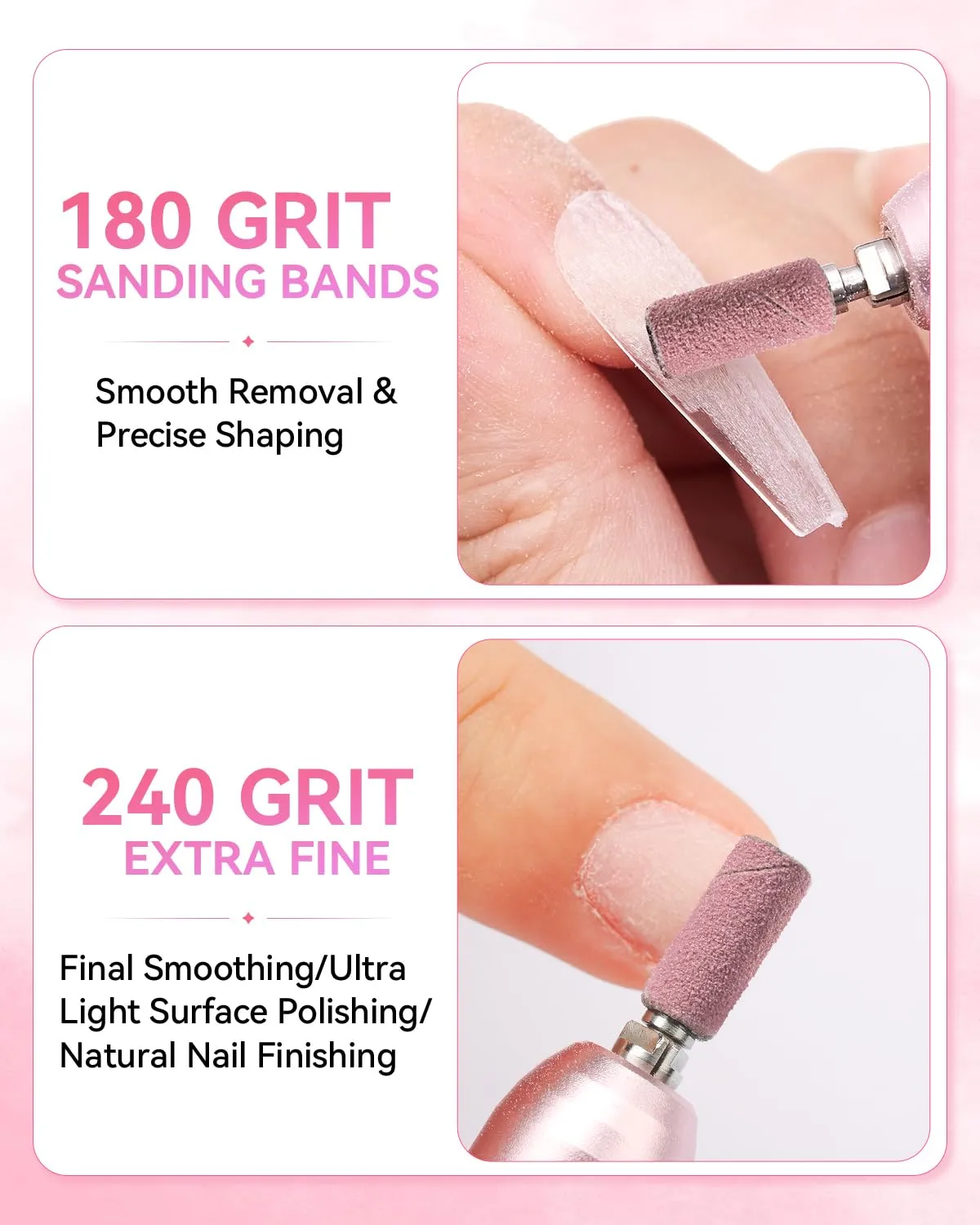 Makartt Mini slipband rosa 180-240 grit skonsam