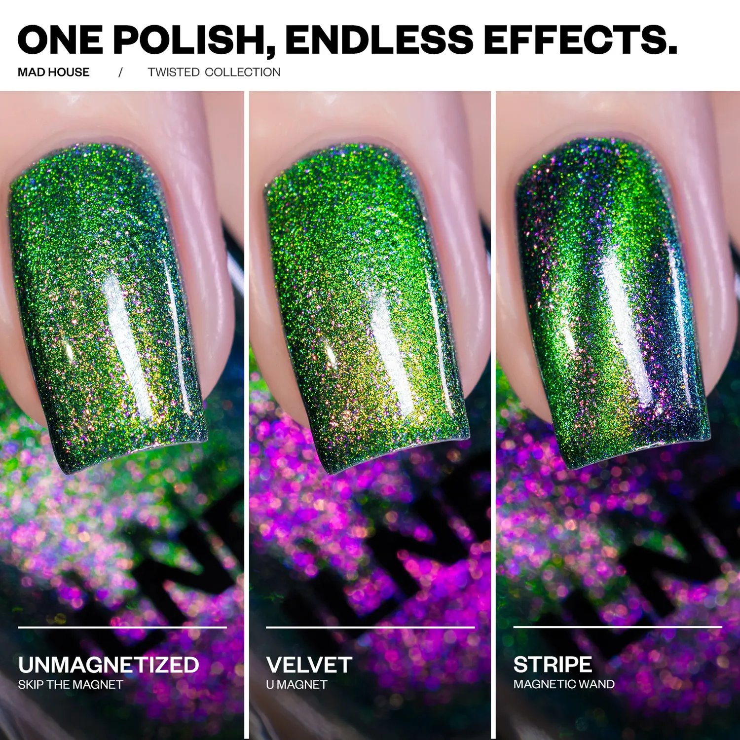ILNP Twisted Mad House nagellack magnetisk grön