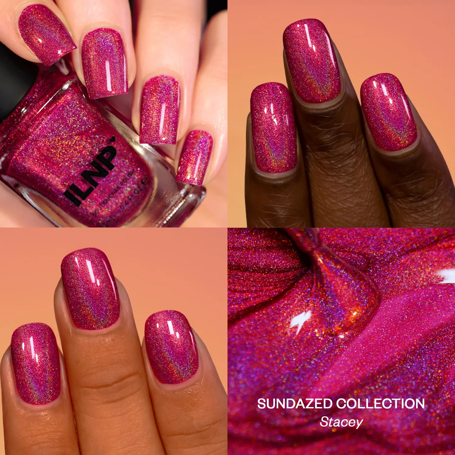 ILNP Stacey nagellack hallonrosa holografisk