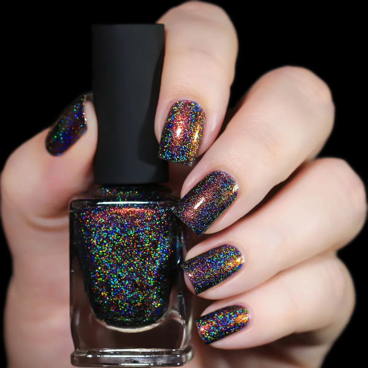 ILNP Candlelight nagellack svart orange-grönt holo
