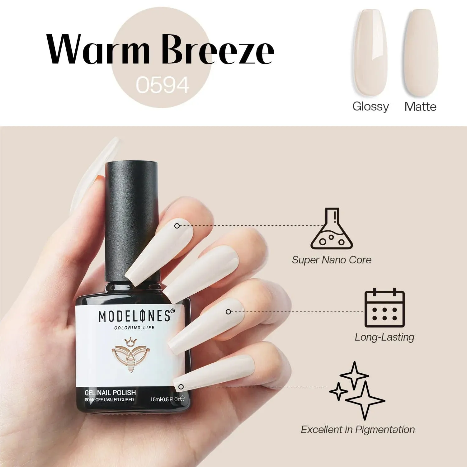 modelones Warm Breeze gellack 15 ml krämig nude