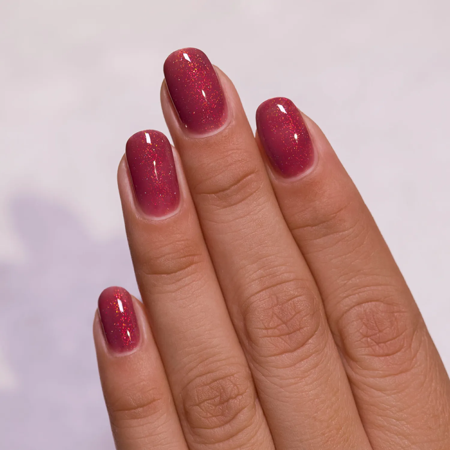 ILNP Cross My Heart nagellack röd holografisk jelly