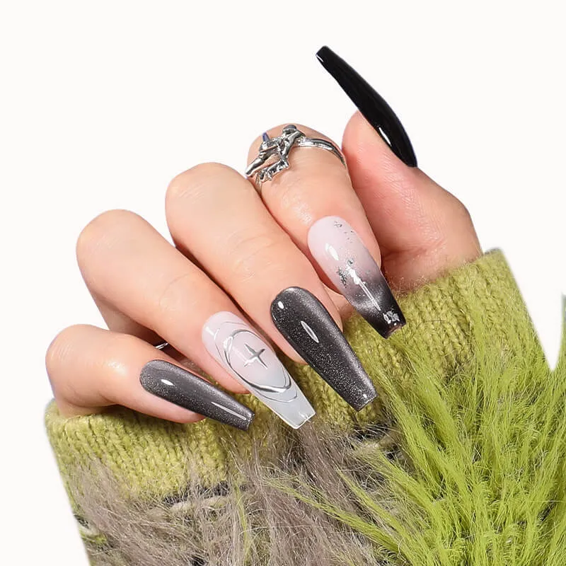 Modelones Inspire Gel Black Nebula gellack 15 ml svart cat eye