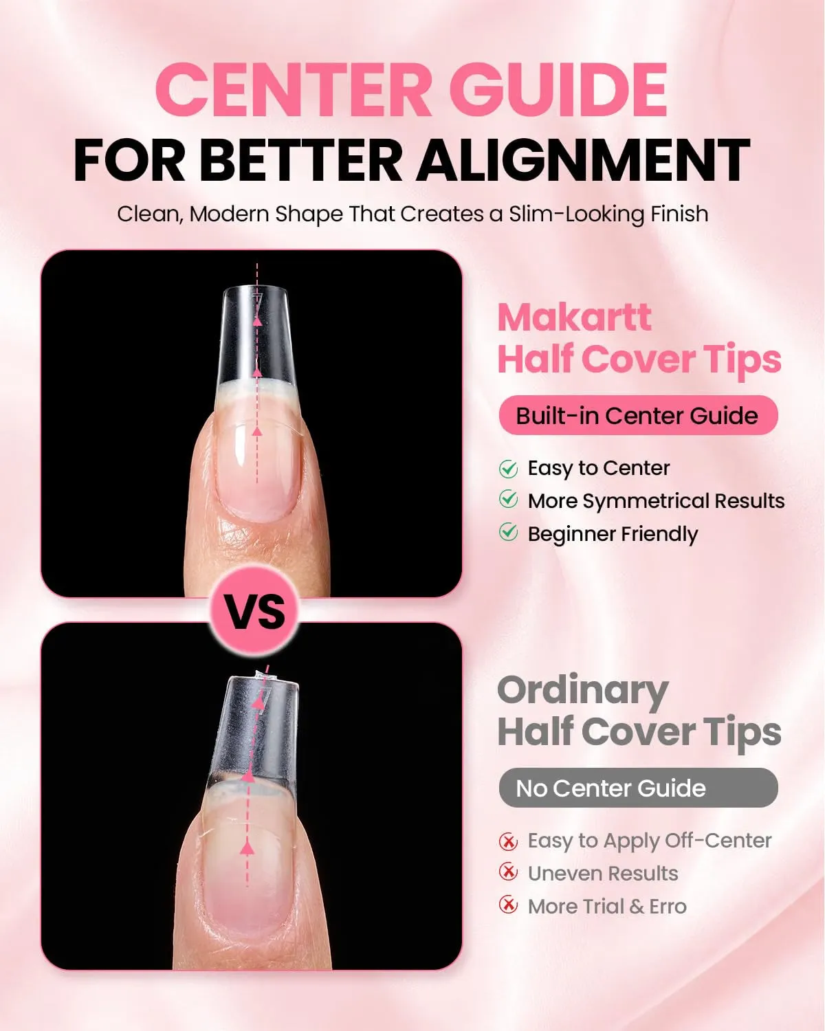 Makartt Half Cover nageltippar tapered square M 240-pack