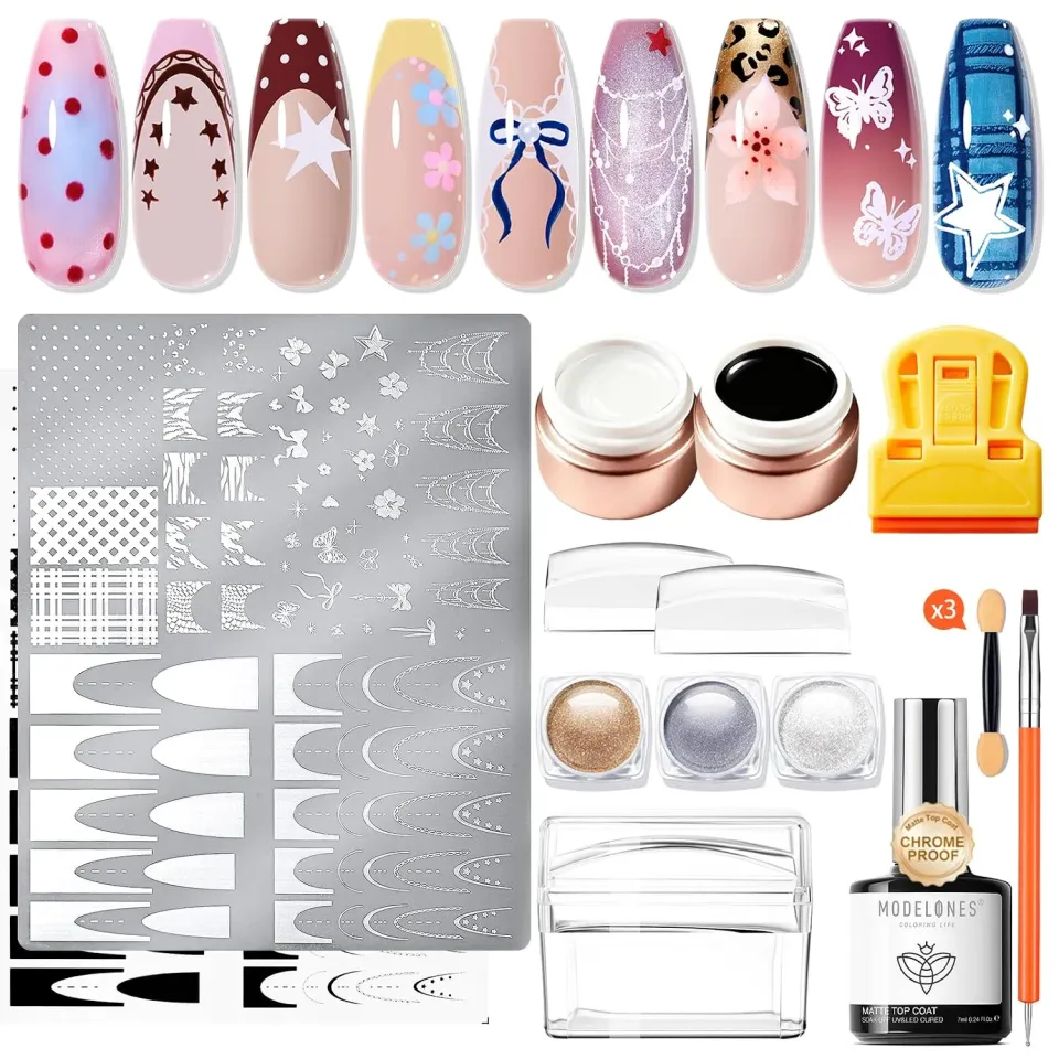 Modelones French Tip nagelstämpelkit 16 delar leopard