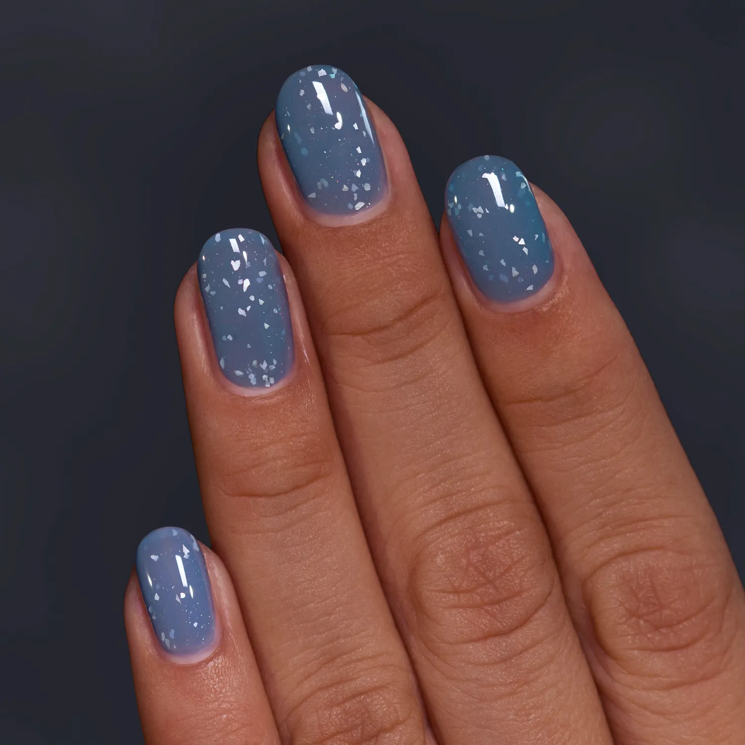 ILNP Rainy Days nagellack denimblå flakie shimmer