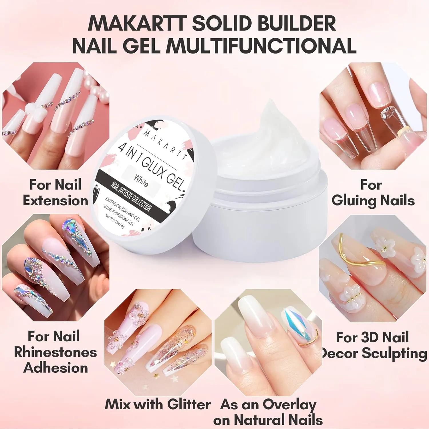 Makartt Glux 4-in-1 solid gel White 15 g multifunktion