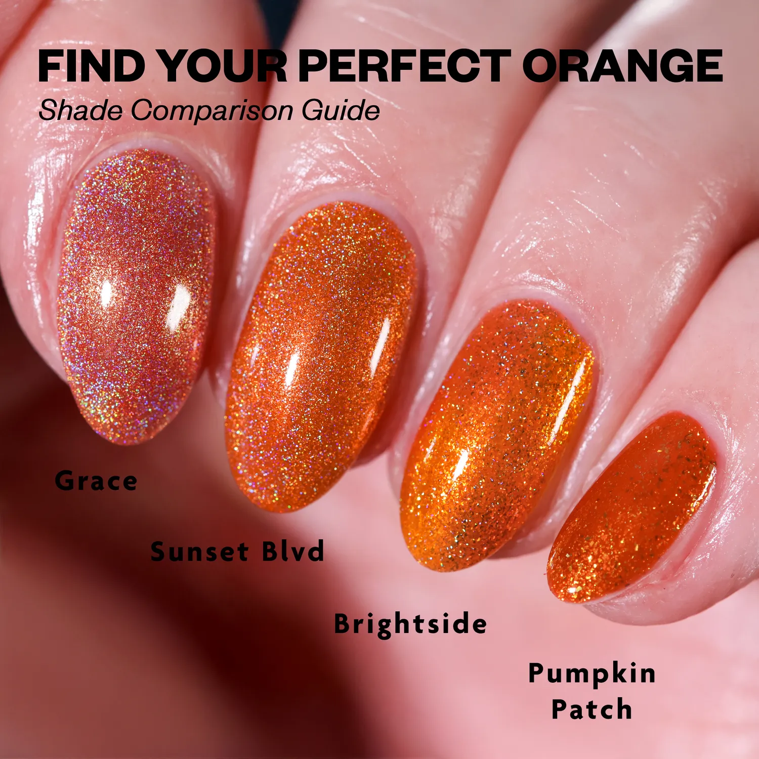 ILNP Sunset Blvd holografiskt nagellack orange guldskimmer