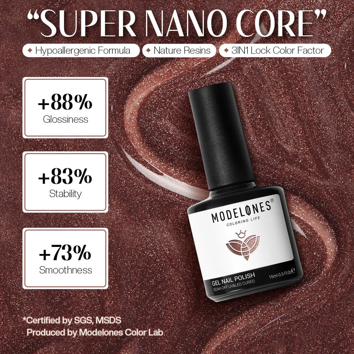 Modelones Inspire Gel Beyond Limited gellack 15 ml brun glitter