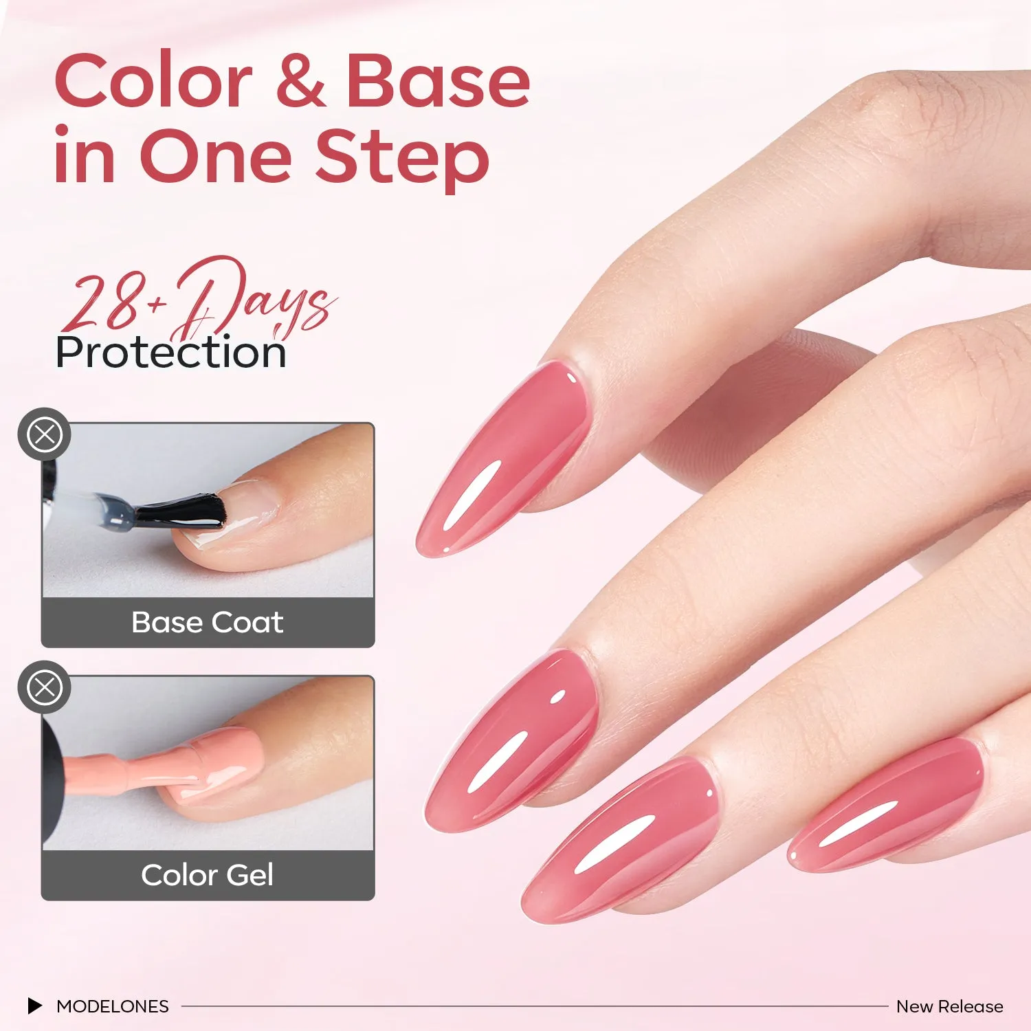 Modelones Peach Pink Rubber baslackset 6-pack 7 ml flexibel