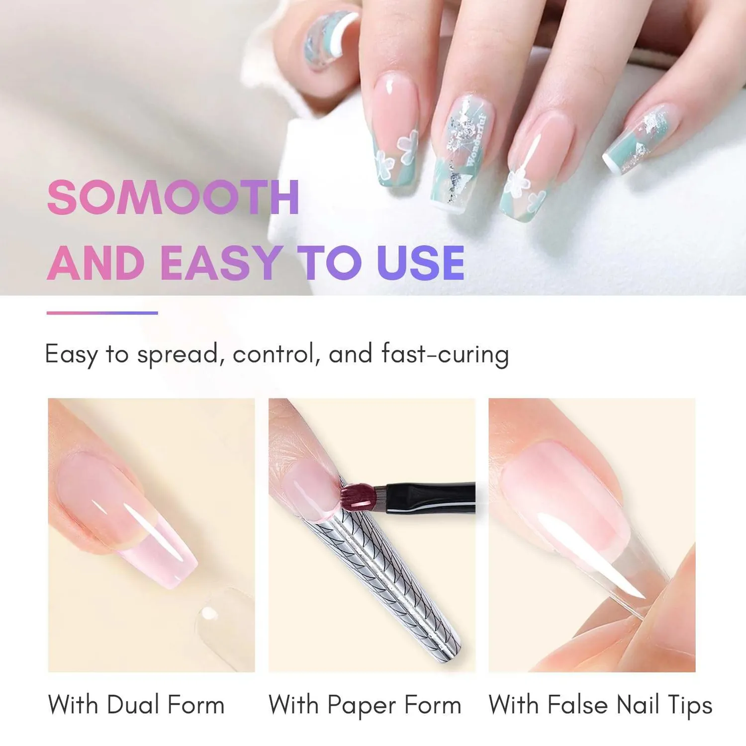 Makartt Poly Nail Gel polygel svart mjölkvit 2x50 ml slitstark