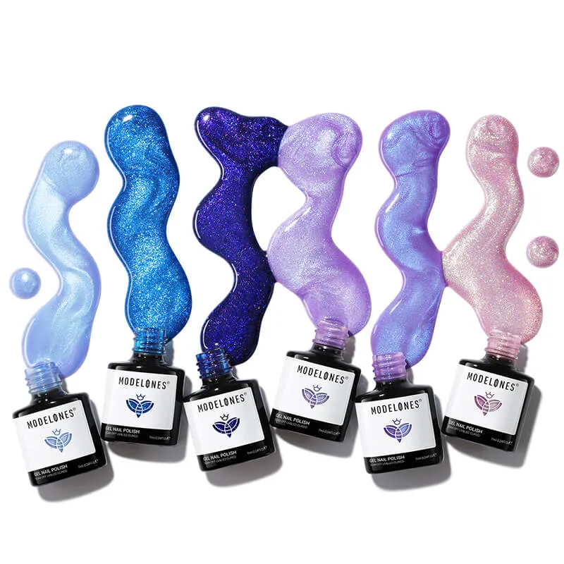 modelones Midnight Sky gellackset 6-pack mörk shimmer