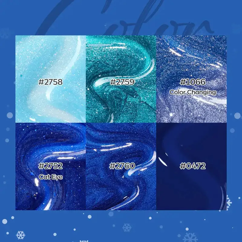 modelones Sapphires Skies gellackset blå cat eye 6 färger
