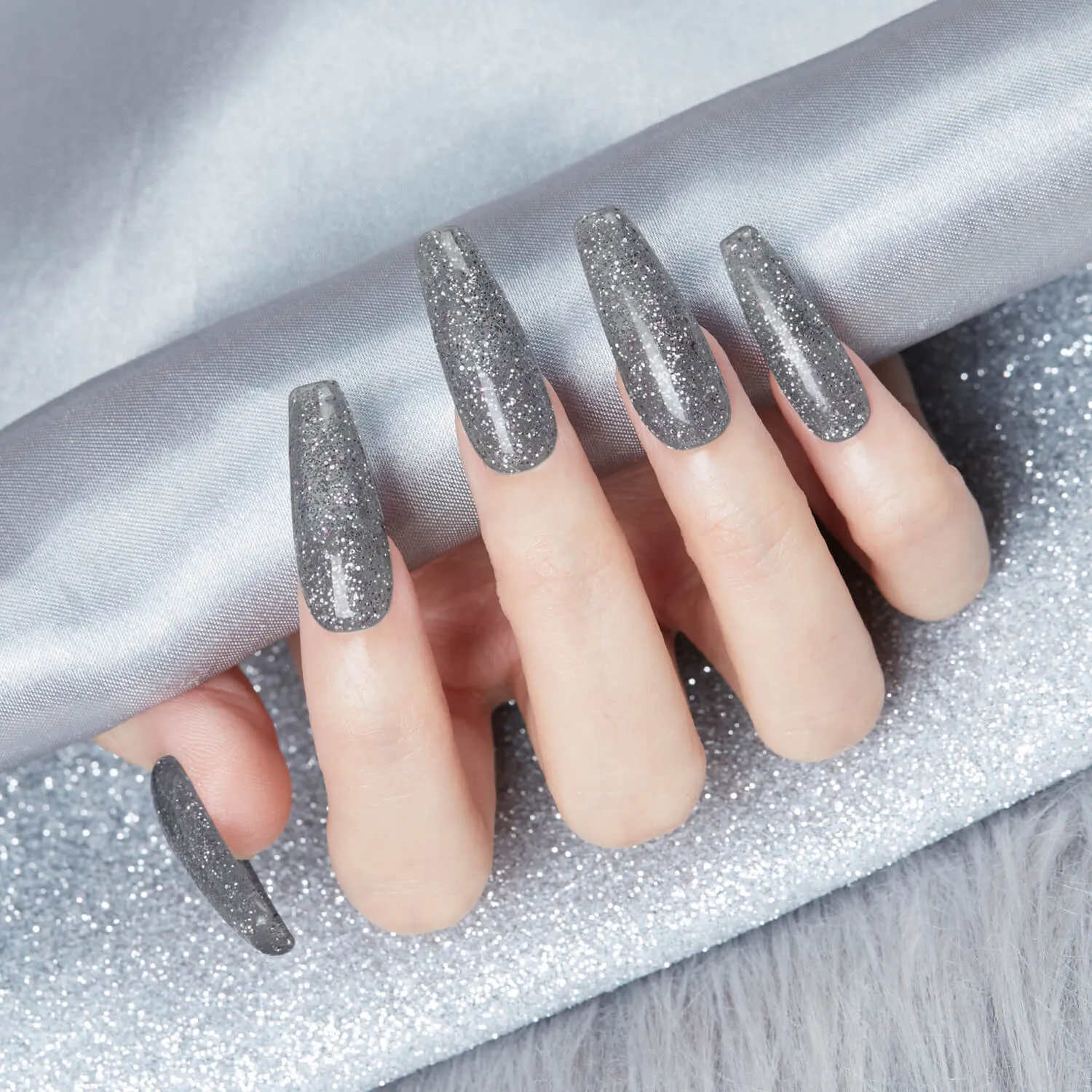 Modelones Galactic Dance polygel svart glitter 15 g