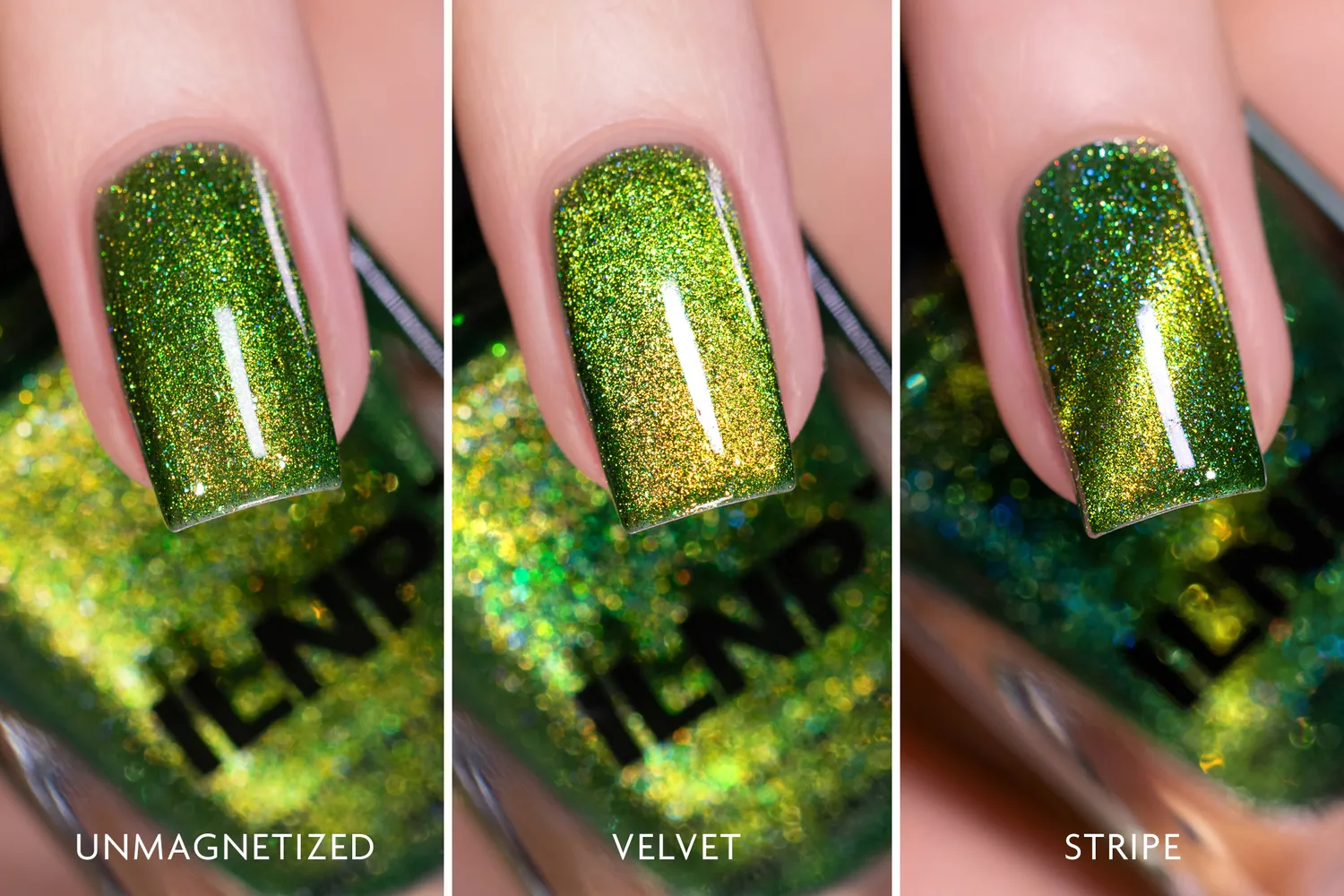 ILNP Frankie nagellack grön magnetisk holo