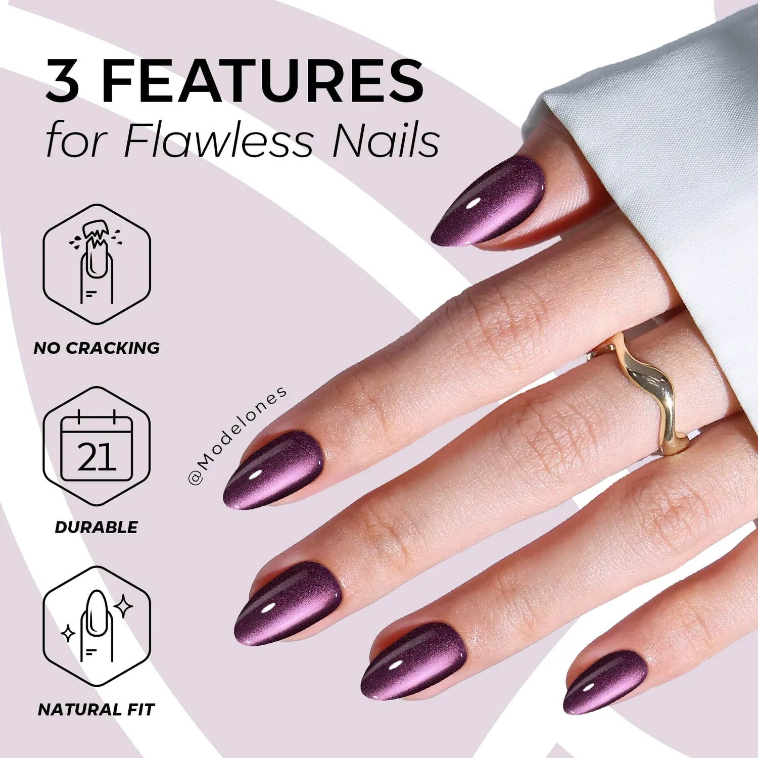 Modelones Amethyst Glow lösnaglar lila cat eye