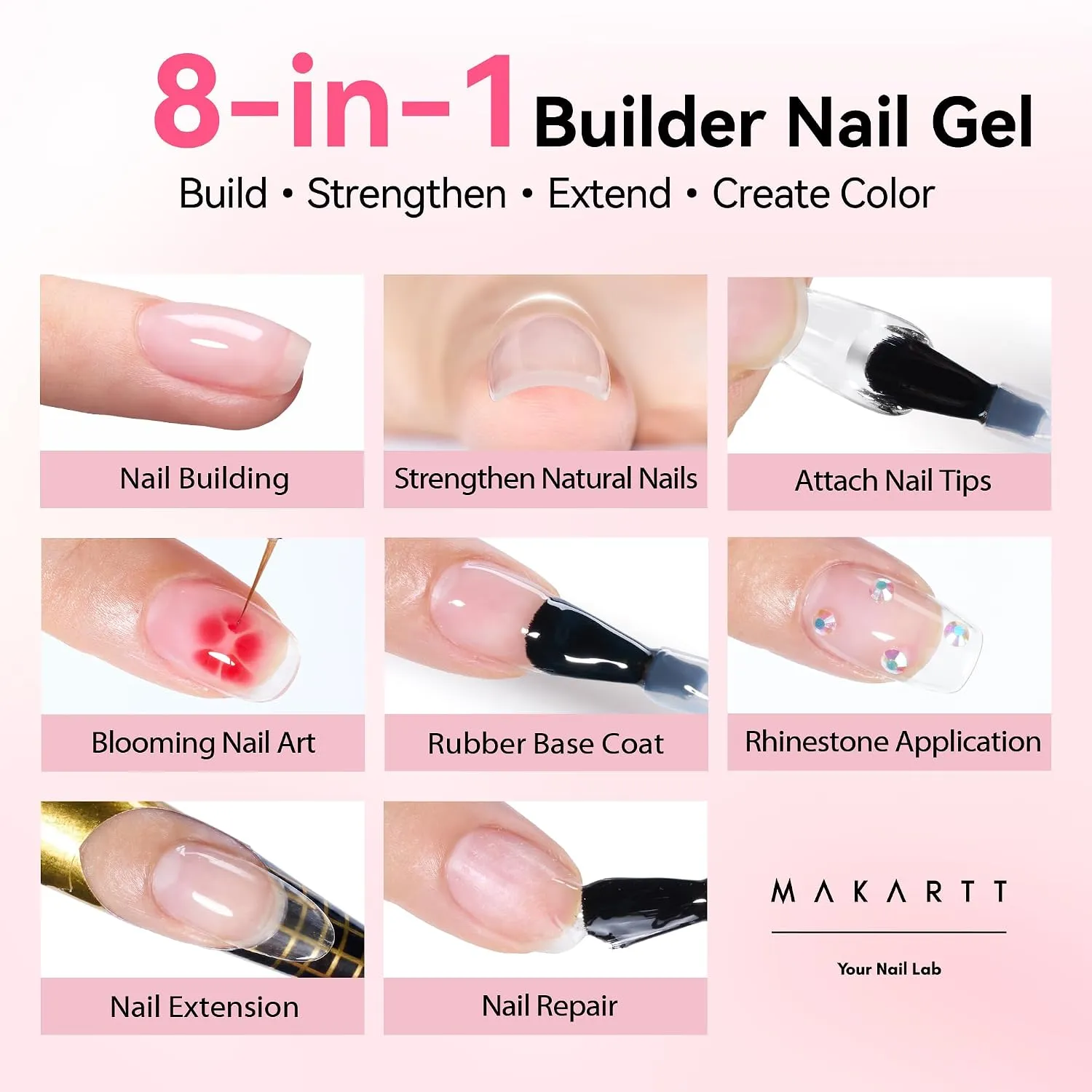 Makartt Builder Base Top Coat kit nude pink täckande
