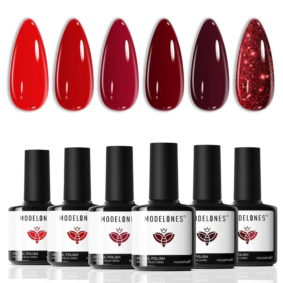 Modelones Glitter press on tånaglar 36-pack bordeaux