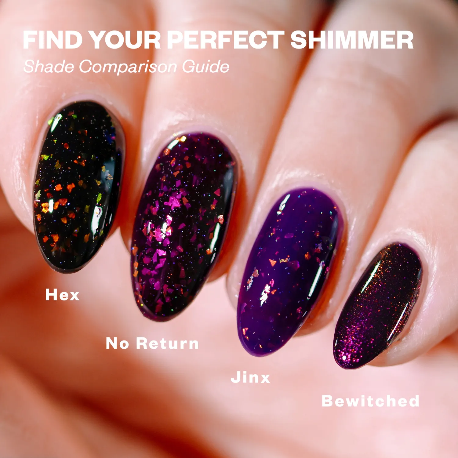 ILNP No Return nagellack svart aubergine flakies