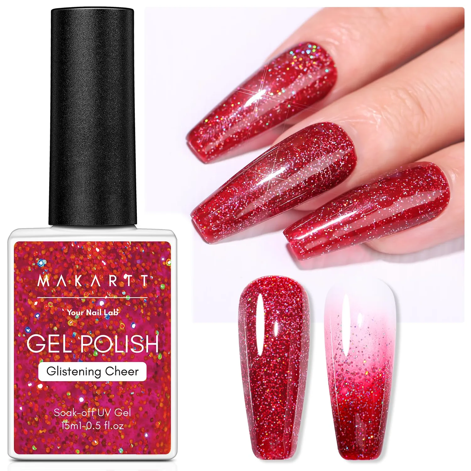 Makartt Christmas Sparkly gellack grön 15ml glitter