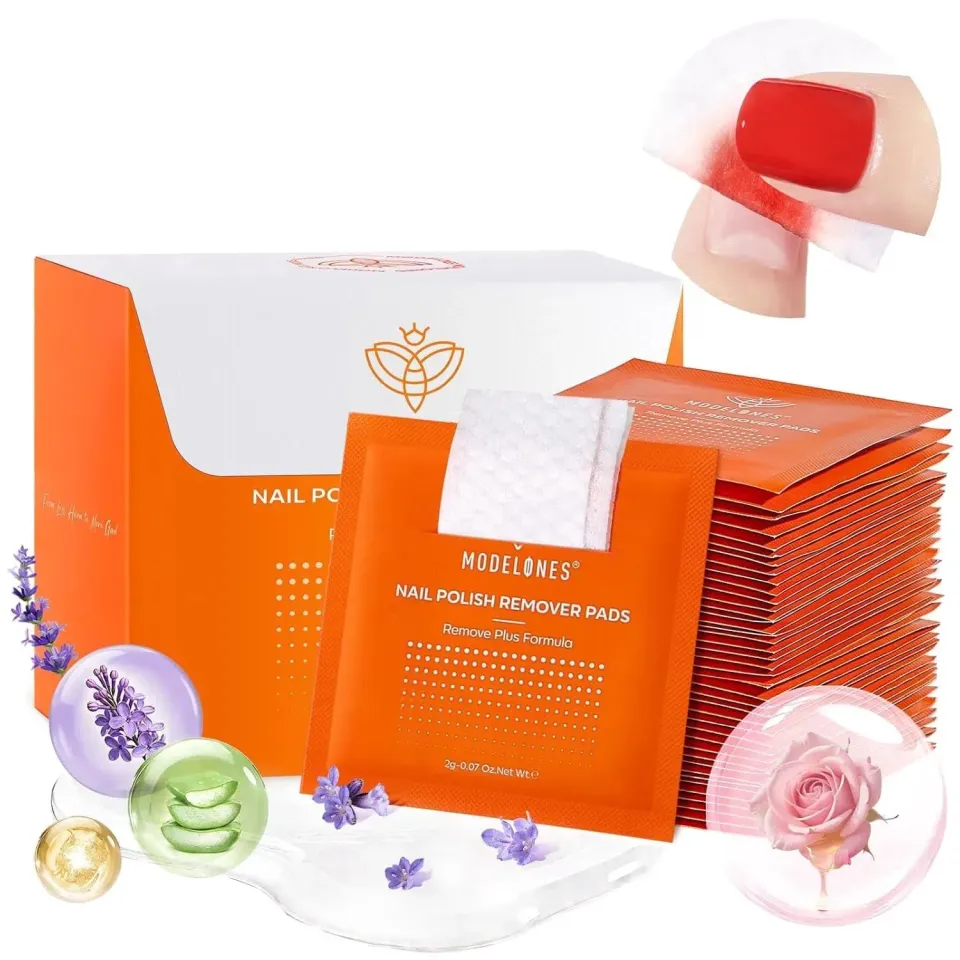 Modelones nagellacksremover pads 50-pack aceton rosdoft