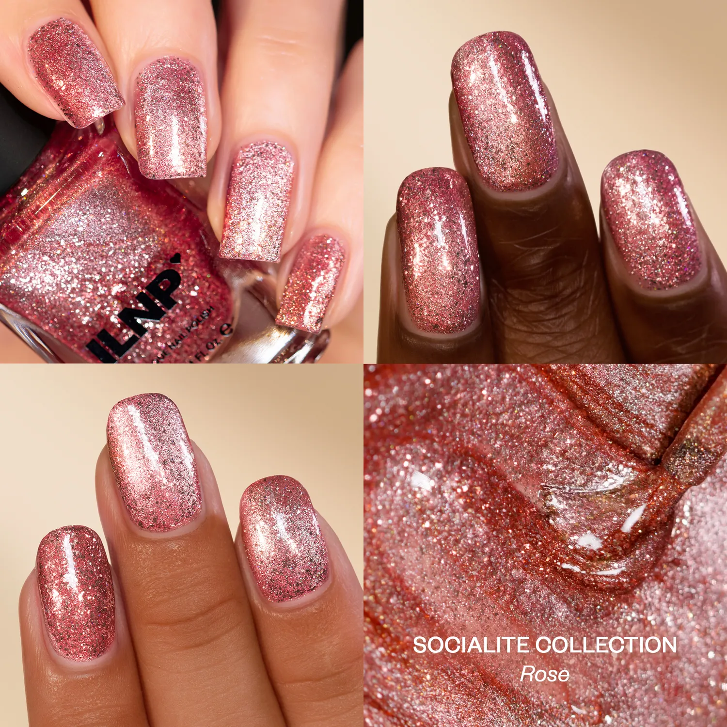 ILNP Rosé magnetiskt nagellack rosa holo