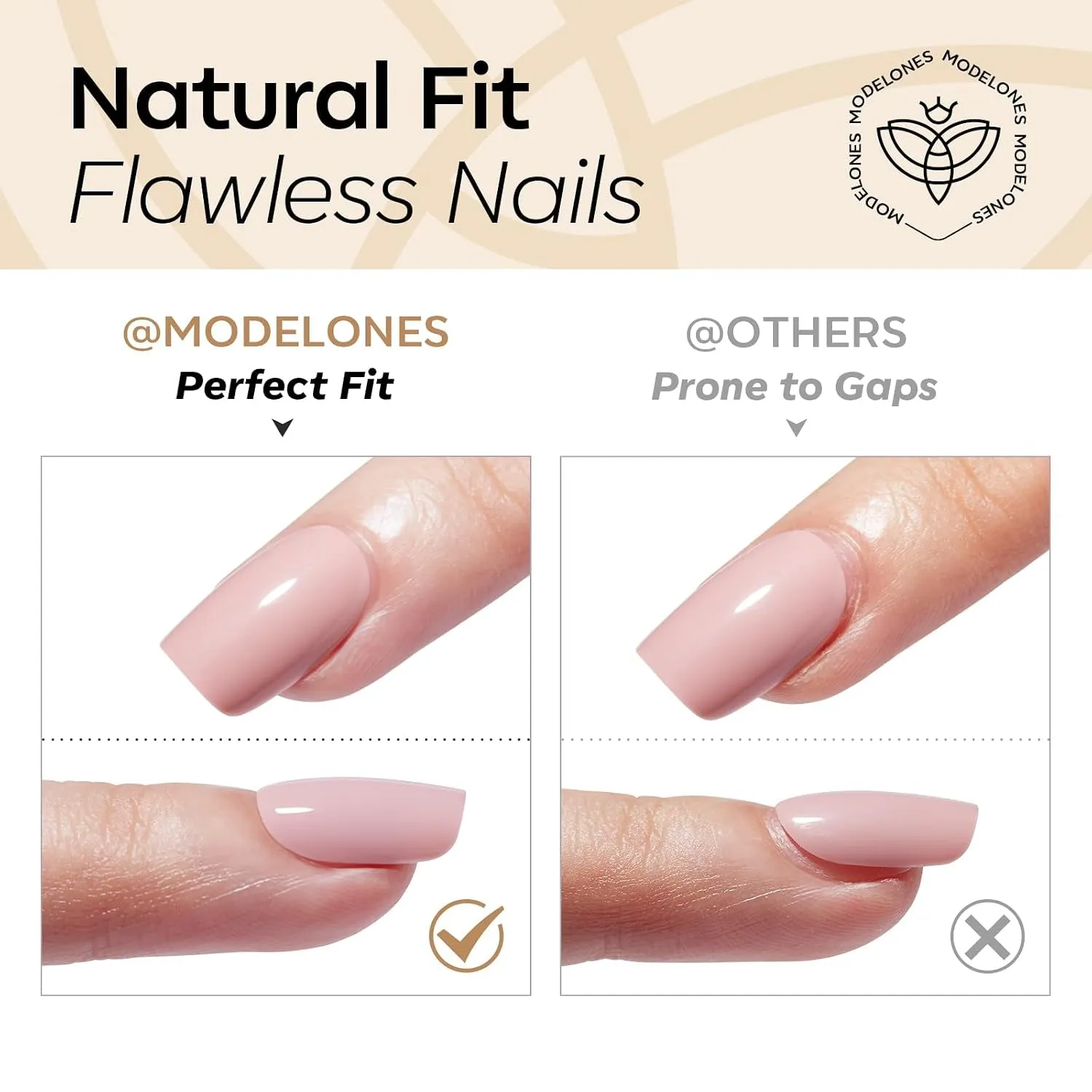 Modelones Blush Skin Nude lösnaglar beige-rosa