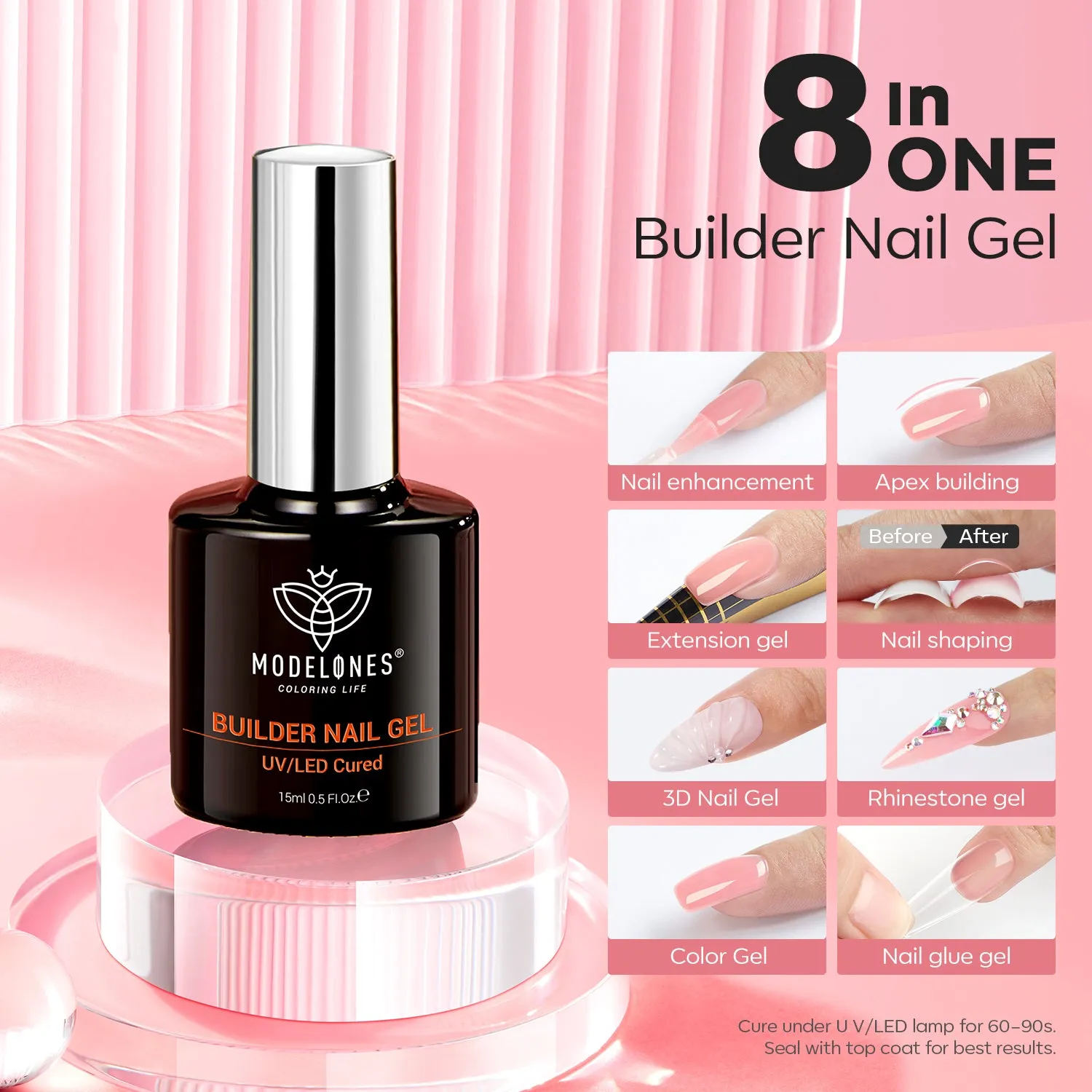 Modelones Blush Nude builder gel 15 ml rosa stärkande