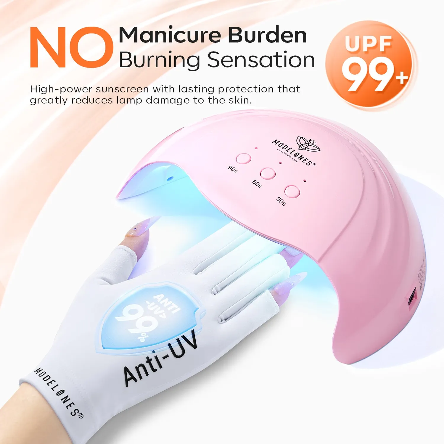Modelones Anti-UV nagelhandske vit UPF99+