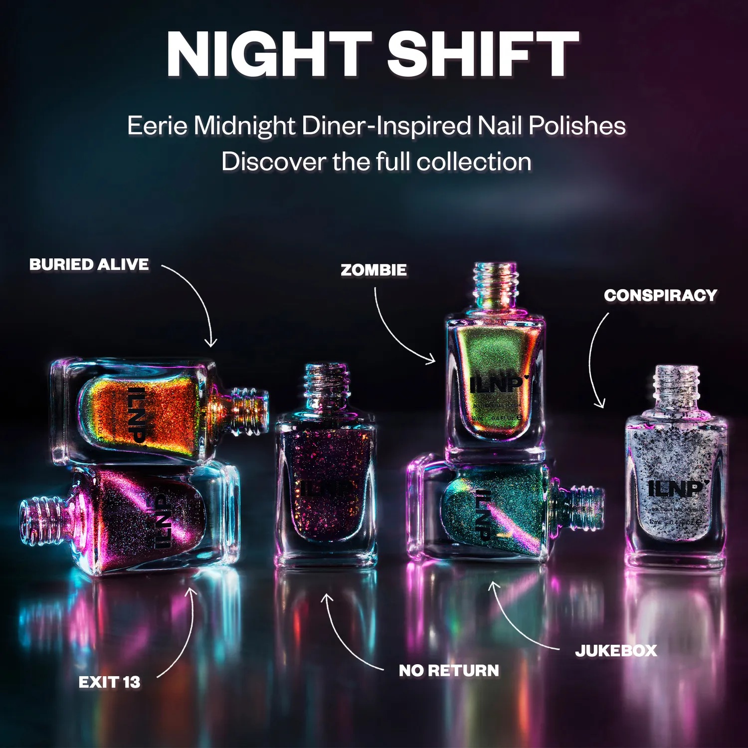 ILNP Zombie nagellack röd multikrom Night Shift