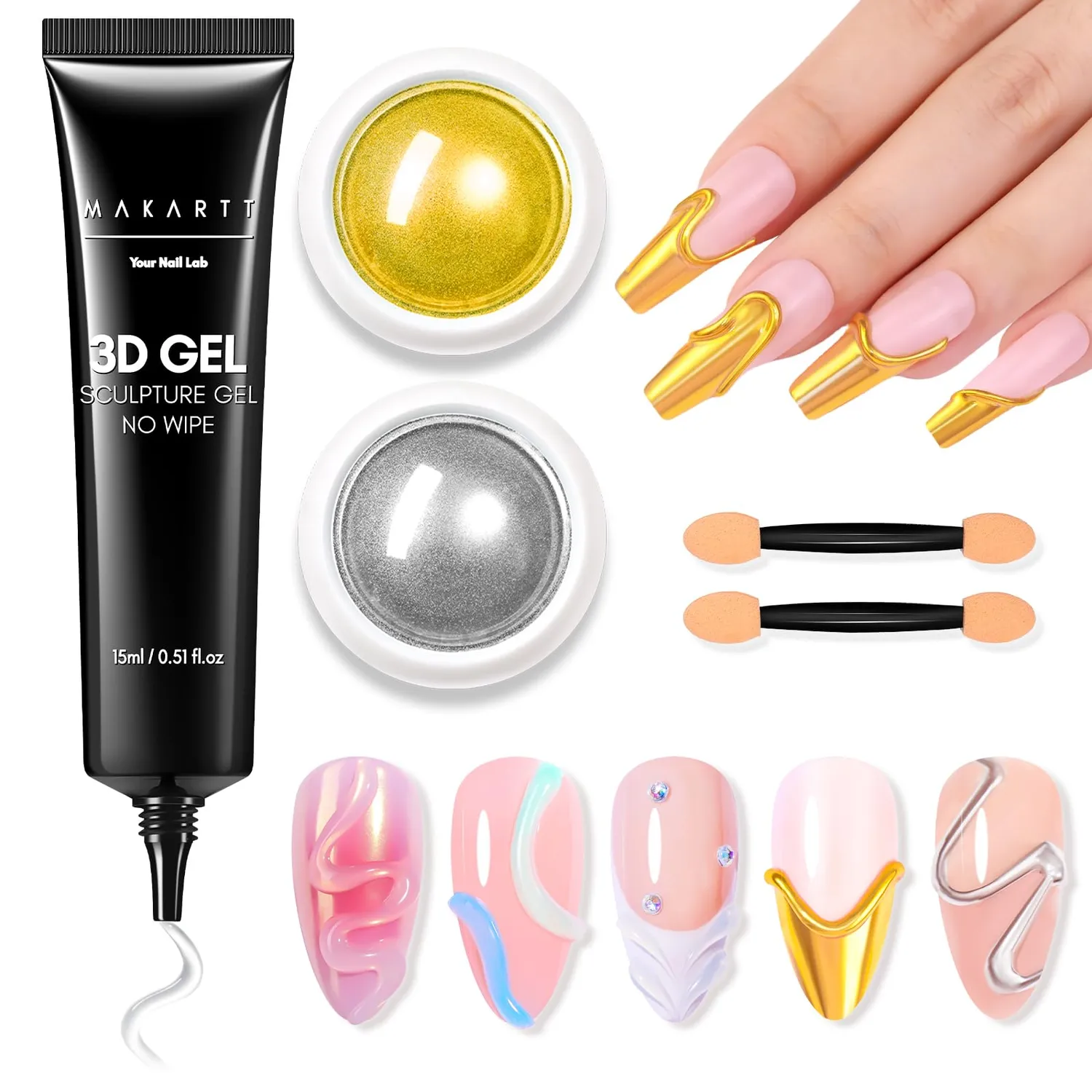 Makartt 3D Nail Gel Hard Solid Nail Glue Gel transparent