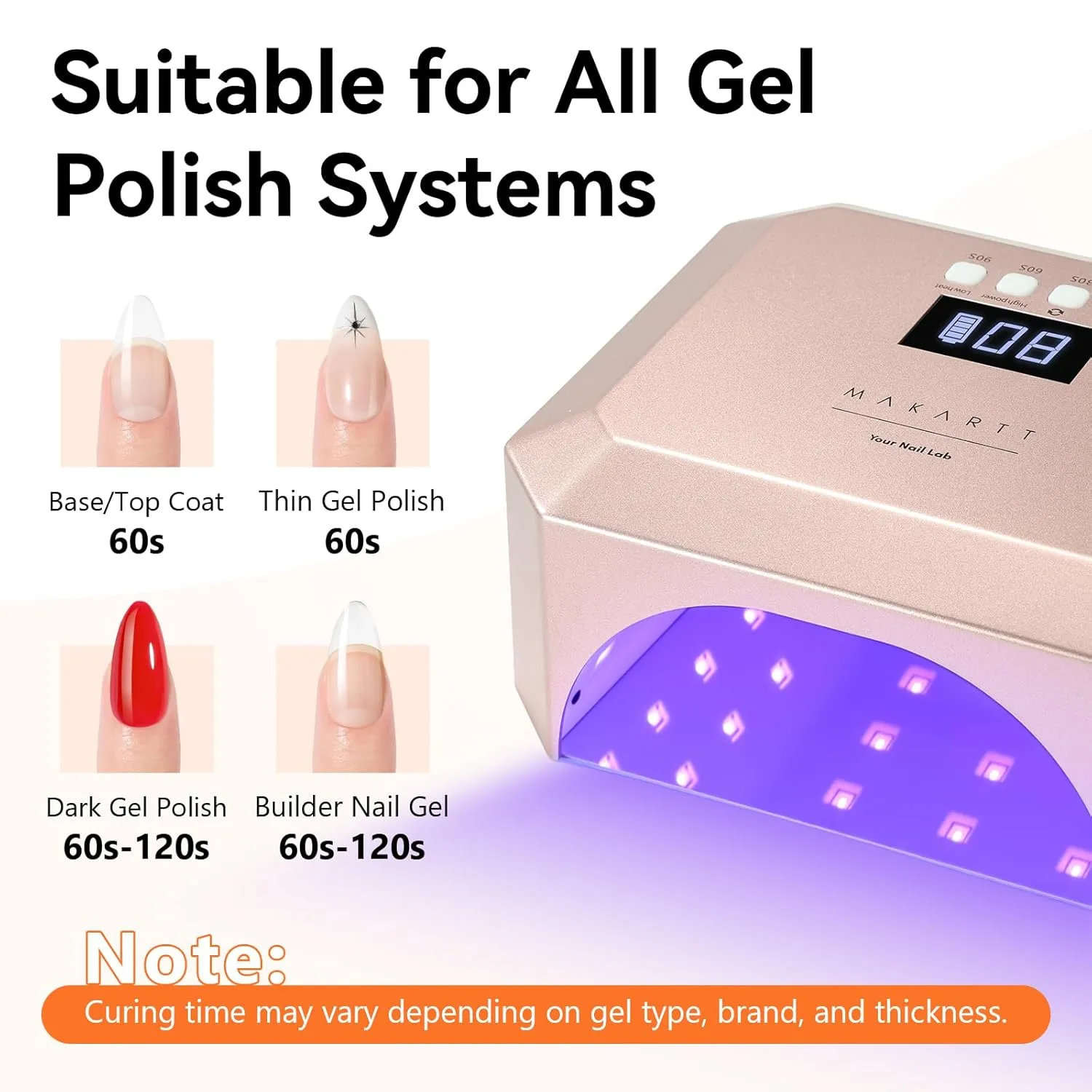 Makartt Rose Pink UV LED nagellampa 30 W rosa