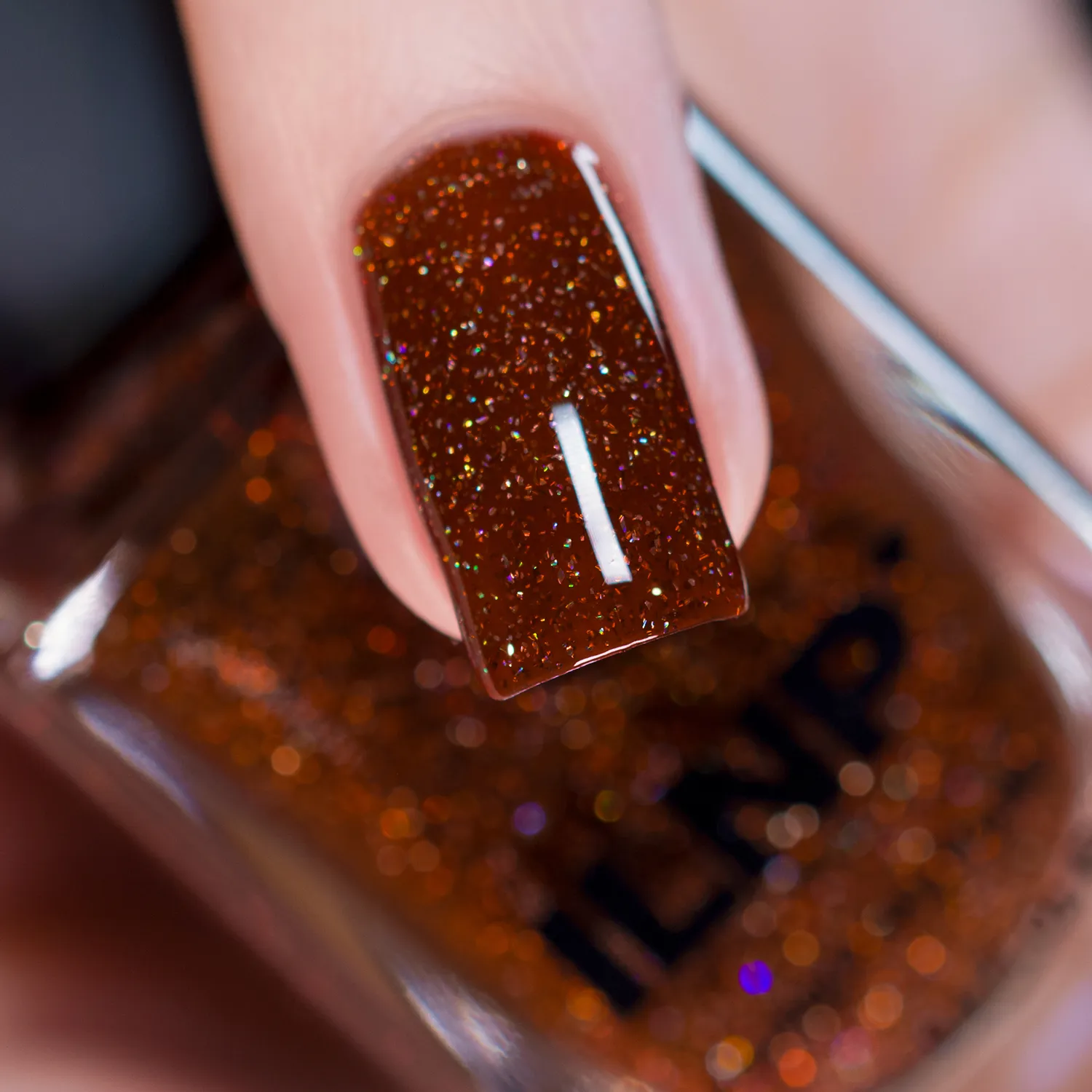 ILNP Spiced Cider nagellack brun jelly holografisk