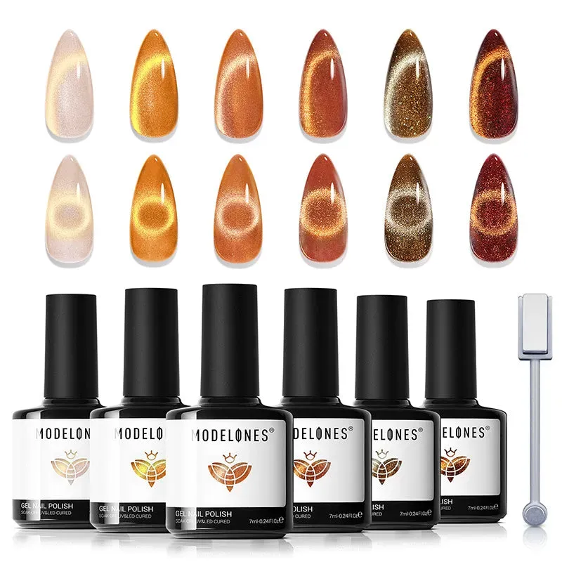 modelones Golden Glow gellack 6-pack guld cat eye