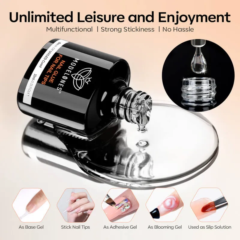 Modelones 4-in-1 Nagellim & Builder Gel Set 2x10 ml starkt