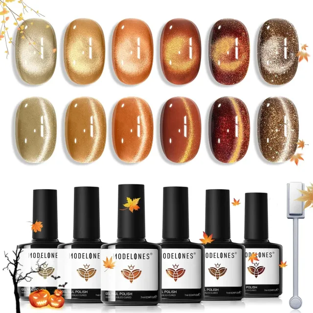 Modelones Autumn Cat-Eye gellack 6-pack skimrande höst
