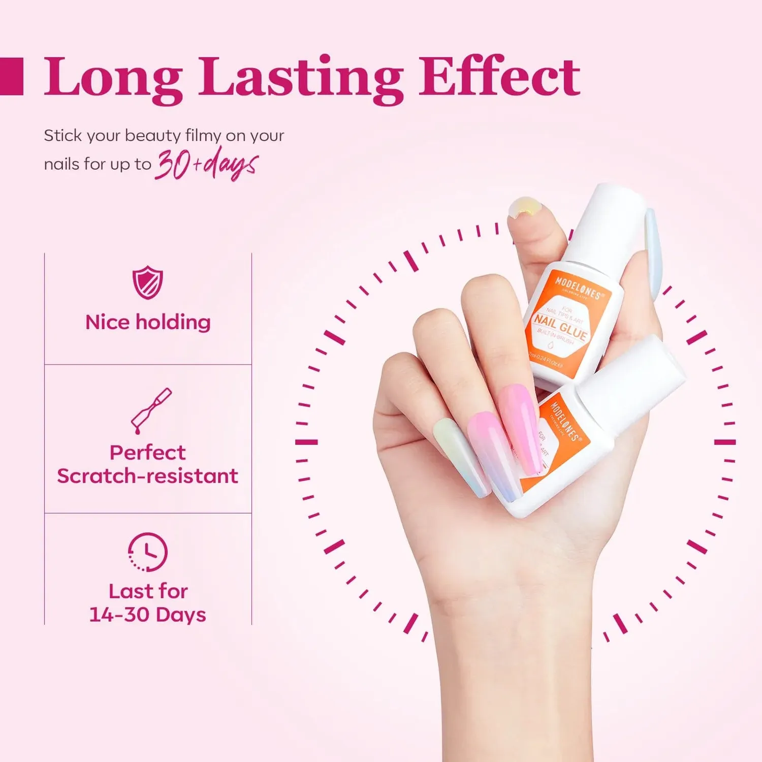 Modelones Built-in Brush Nail Glue Duo nagellim 2-pack pensel