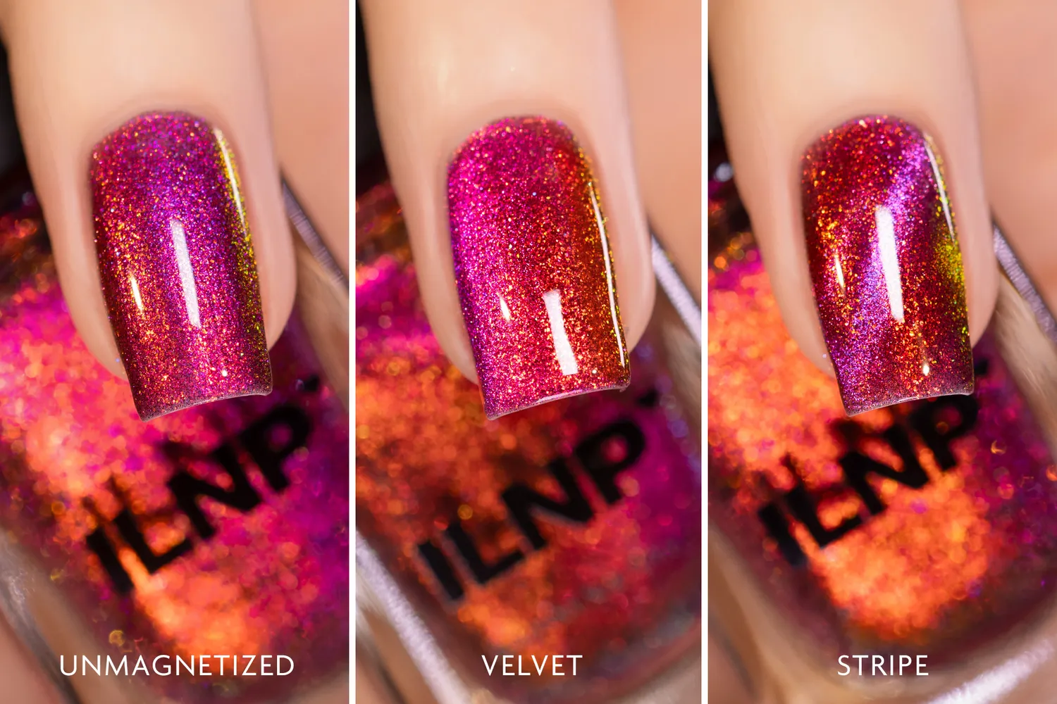 ILNP Illusions Misfit nagellack magenta magnetiskt