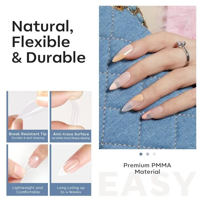 modelones Full Cover nageltippar medium almond clear