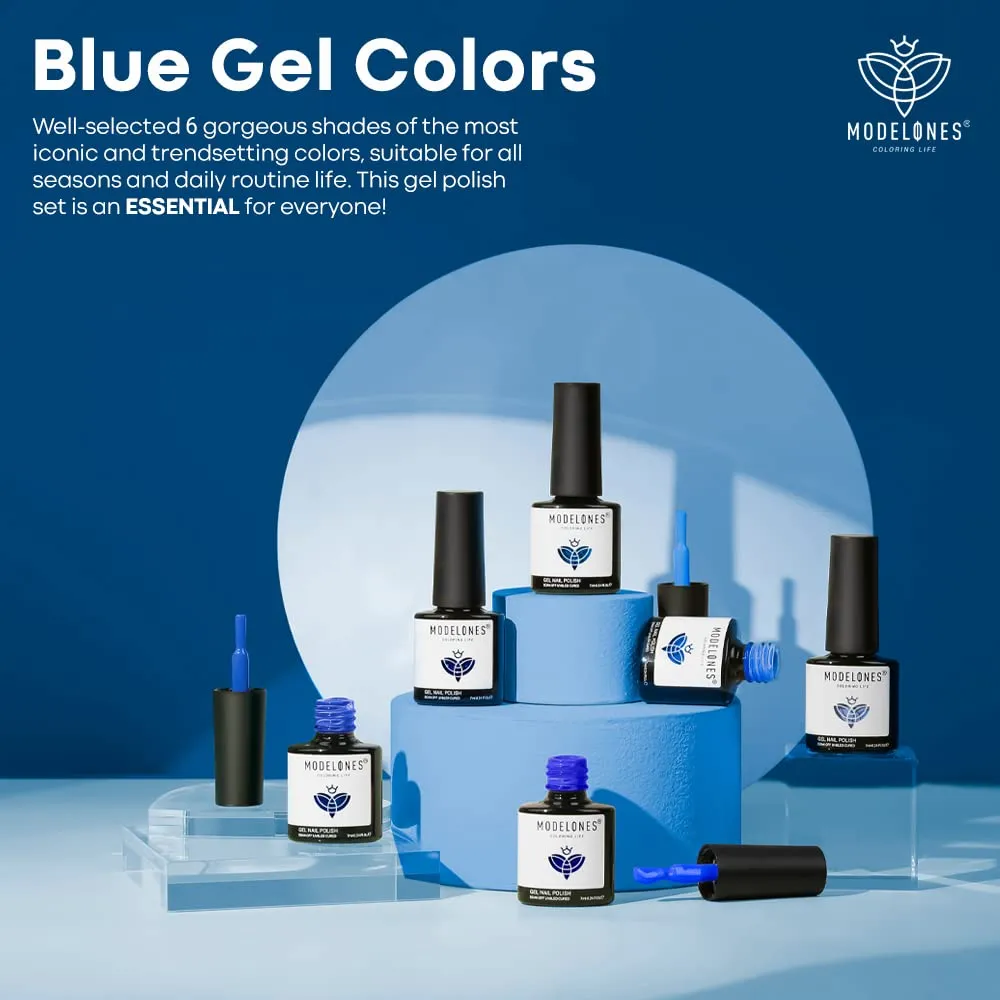 Modelones Sapphire gellack 6-pack blå glitter