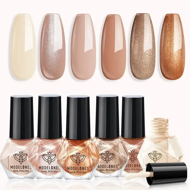 Modelones Chestnut Cake nagellackset 6-pack – brun glitter